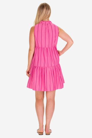 The Annika Dress in Candy Pink Seersucker