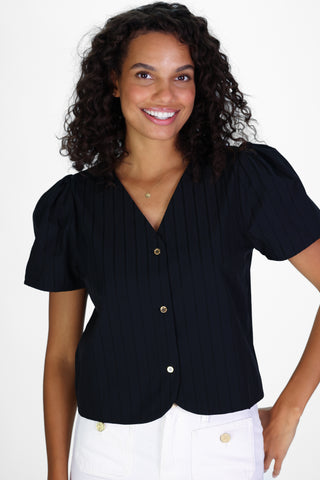 Arabella Top in Black Shadow Stripe