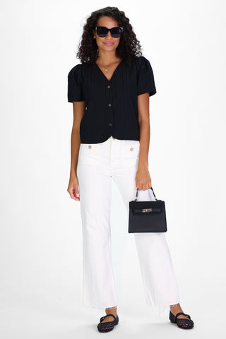 Arabella Top in Black Shadow Stripe