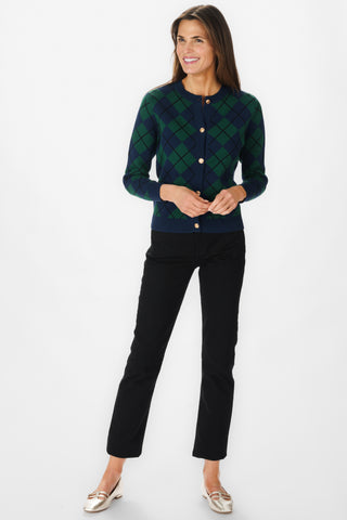 Argyle Cardigan in Navy