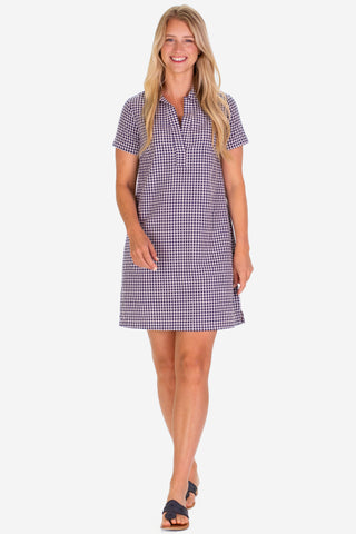 The Asher Dress in Navy Gingham