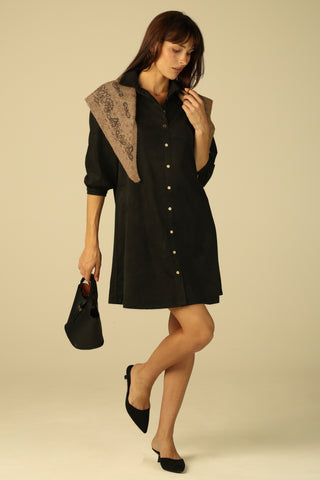 Suede Ashlynn Dress in Black