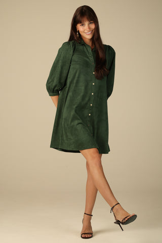 Suede Ashlynn Dress in Spruce