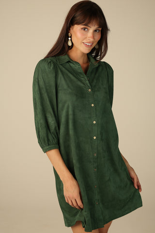 Suede Ashlynn Dress in Spruce