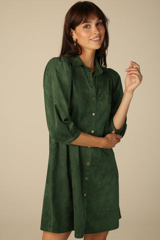 Suede Ashlynn Dress in Spruce