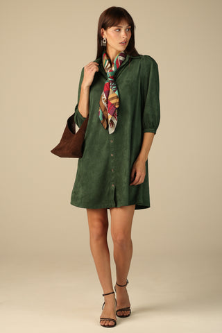 Suede Ashlynn Dress in Spruce
