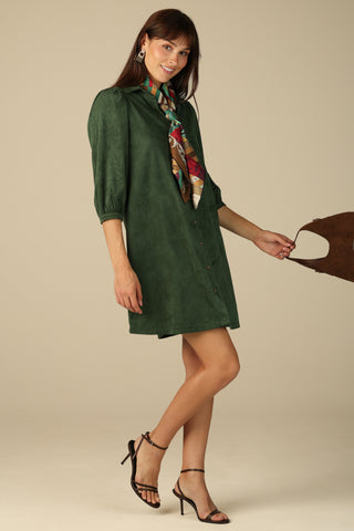 Suede Ashlynn Dress in Spruce