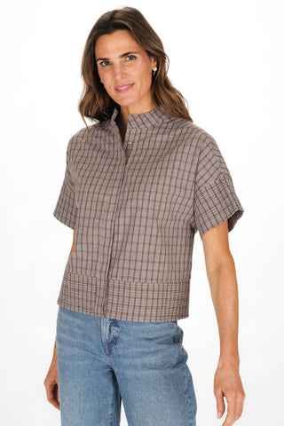 Avalon Top in Brown Check