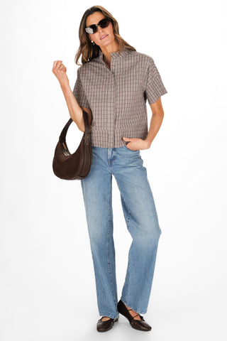 Avalon Top in Brown Check
