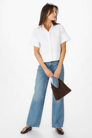 Avalon Top in White Silky Oxford