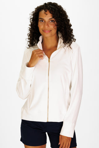 Ayla Zip Up in White SuperSoft