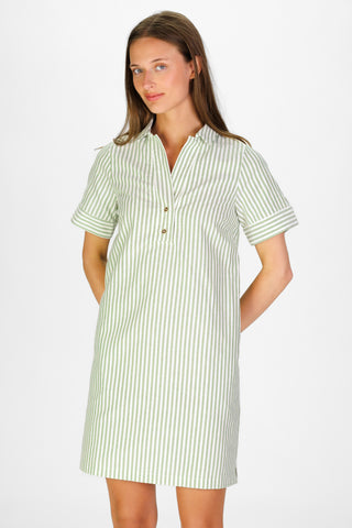 Women's Banks Dress in Green Oxford Stripe | Duffield Lane Women's Banks Dress in Green Oxford Stripe | Duffield Lane