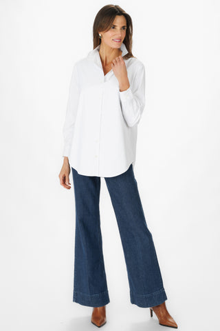 Beaufort Top in White Silky Oxford