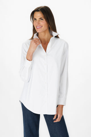 Beaufort Top in White Silky Oxford