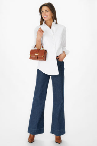 Beaufort Top in White Silky Oxford