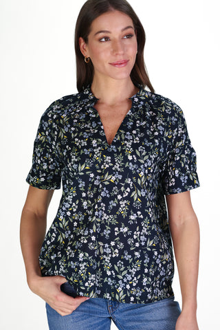 Belle Top in Navy Fall Floral