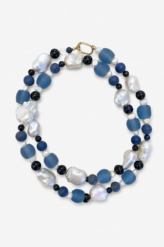 Southern Marc Useppa Strand Necklace in Blue