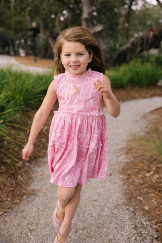 Girls Goldie Dress in Blush Meadows