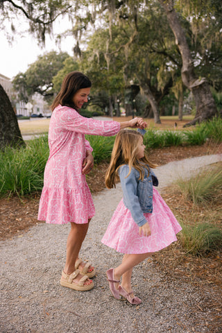 Girls Goldie Dress in Blush Meadows