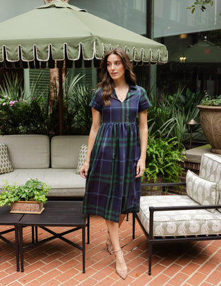 Briggs Dress in Navy Plaid