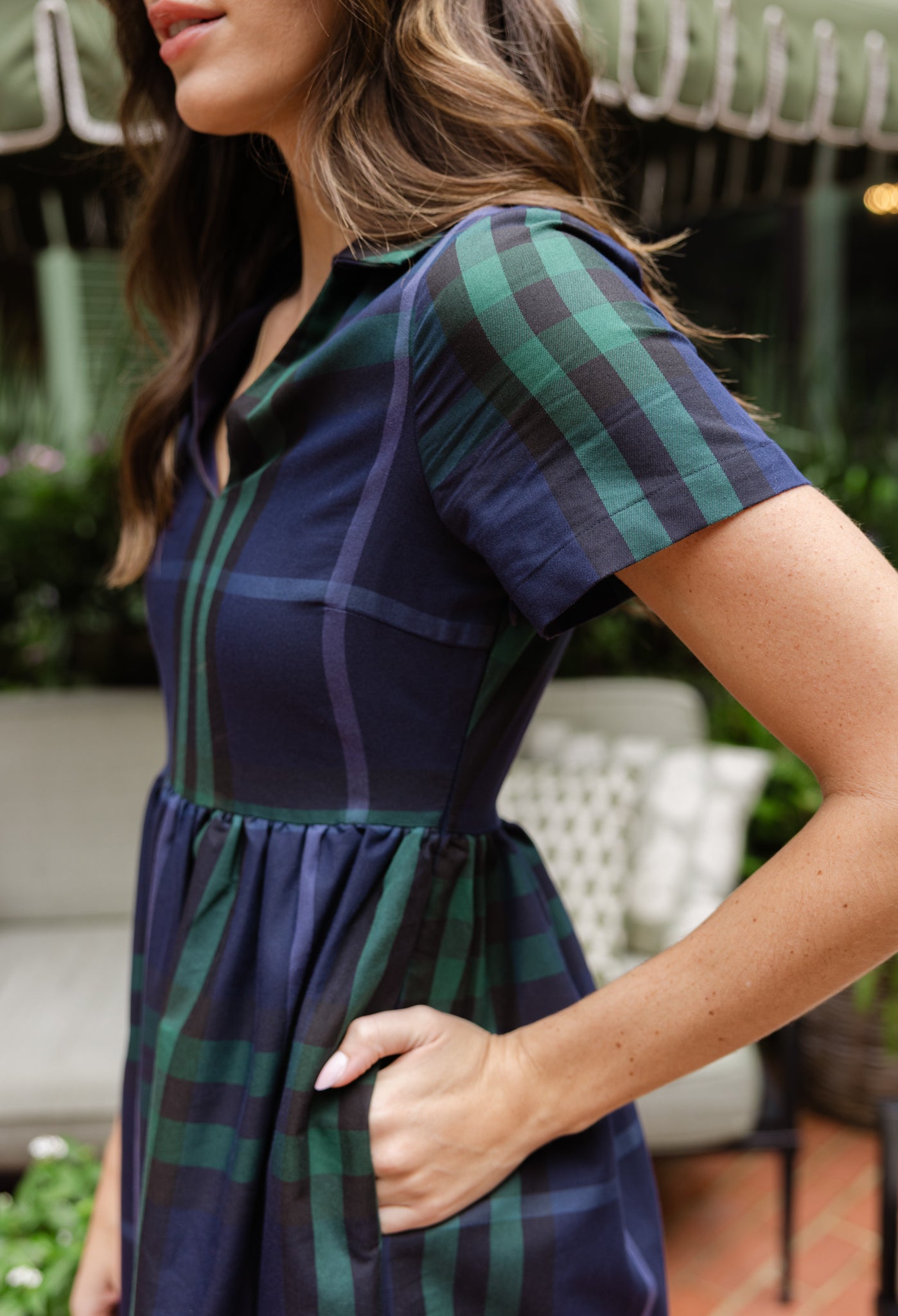 green and navy plaid dress Hamilton Plaid Navy & Green Sally Dress Classic Whimsy