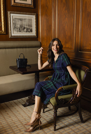 Briggs Dress in Navy Plaid