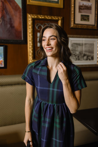 Briggs Dress in Navy Plaid