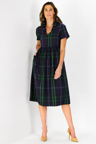 Briggs Dress in Navy Plaid