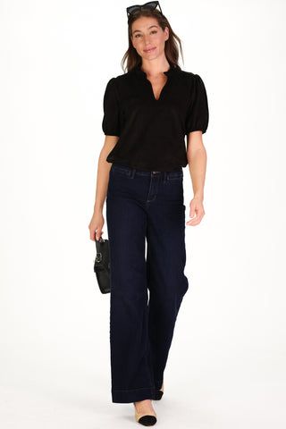Suede Brooke Top in Black