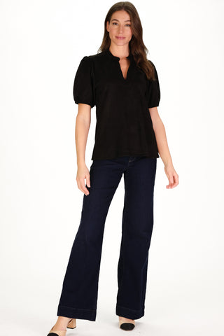 Suede Brooke Top in Black