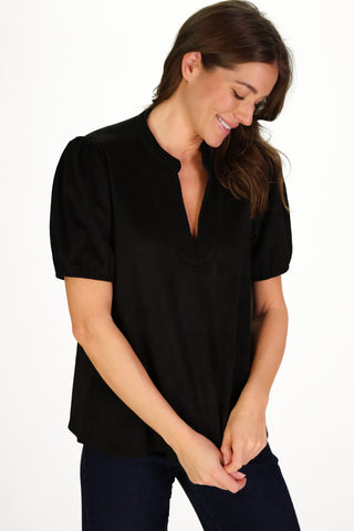 Suede Brooke Top in Black