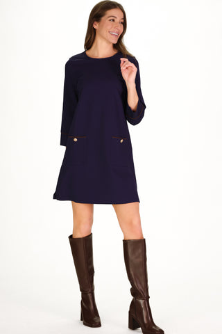 Caitlyn Dress in Navy Ponte