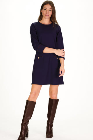 Caitlyn Dress in Navy Ponte