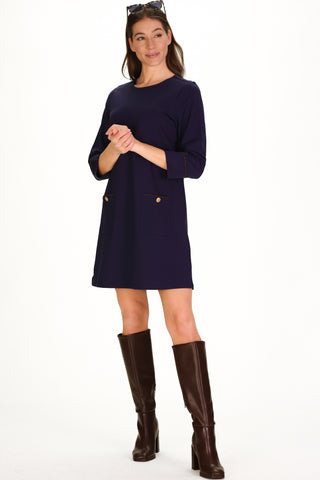 Caitlyn Dress in Navy Ponte