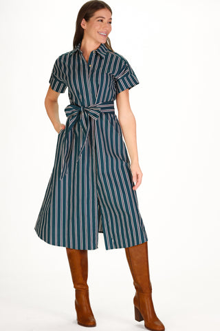 Callahan Dress in Forest Stripe