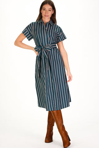 Callahan Dress in Forest Stripe