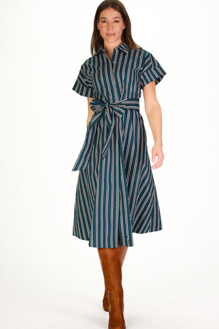 Callahan Dress in Forest Stripe
