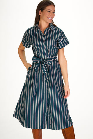 Callahan Dress in Forest Stripe