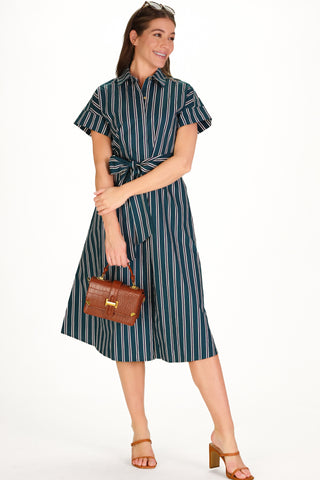 Callahan Dress in Forest Stripe