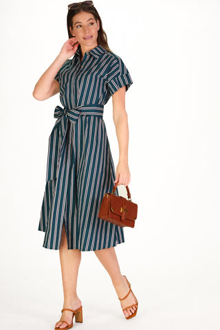 Callahan Dress in Forest Stripe