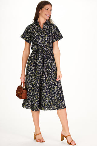 Callahan Dress in Navy Fall Floral