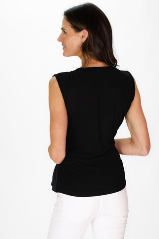 Camden Top in Black Silky Oxford