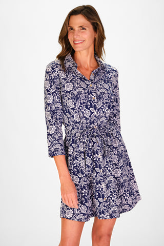 Camila Dress in Navy Blossoms