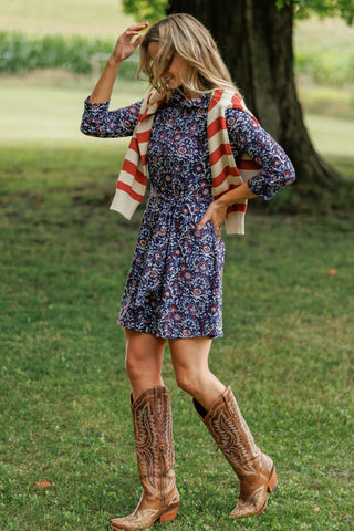 Camila Dress in Navy Spiced Blooms