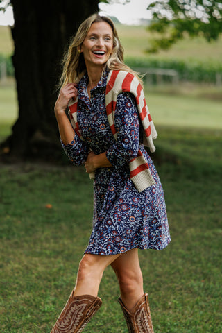 Camila Dress in Navy Spiced Blooms