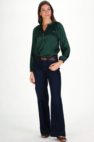 Carlisle Top in Spruce Stretch Satin