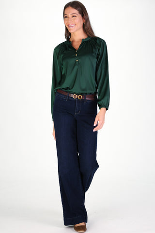 Carlisle Top in Spruce Stretch Satin