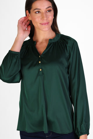 Carlisle Top in Spruce Stretch Satin