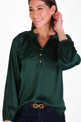Carlisle Top in Spruce Stretch Satin