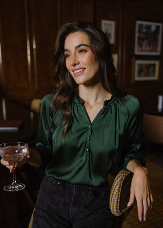 Carlisle Top in Spruce Stretch Satin